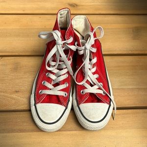 Red converse high tops